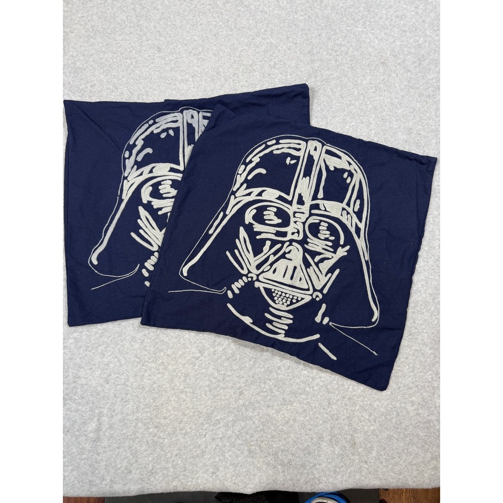Pottery Barn Kids Star Wars Darth Vader Navy Blue Pillow Covers Set of 2 20x20